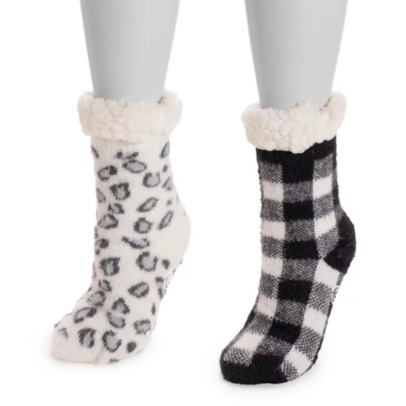 Muk Luks Cozy Warm Fleece Lined Cabin Socks - 2 Pair - Large - NWOT - Picture 1 of 7